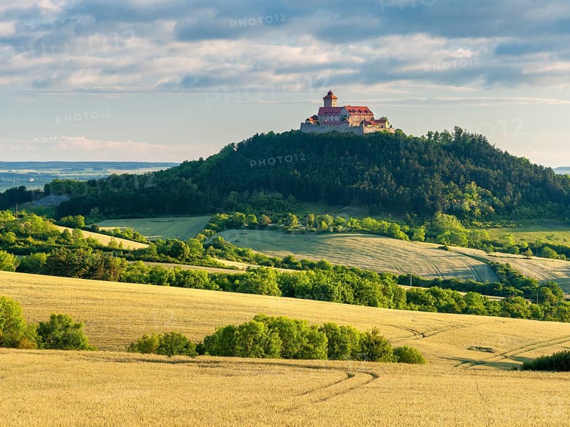 View of the Wachsenburg Fortress, Drei Gleichen castle ensemble, Thuringian Burgenland, Thuringian Basin, Gotha, Thuringia, Germany