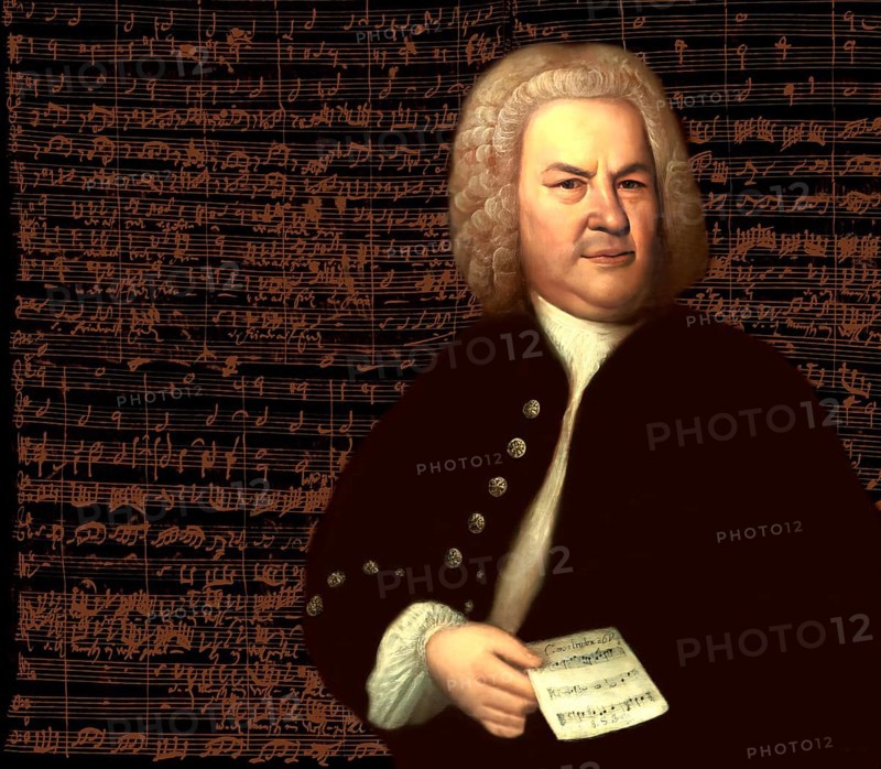 Johann Sebastian Bach, 1685, 1750, German composer, digital edited according to a painting by Elias Gottlob Haussmann, Bach's autograph of the Christmas Oratorio, Weihnachtsoratorium, BWV 248