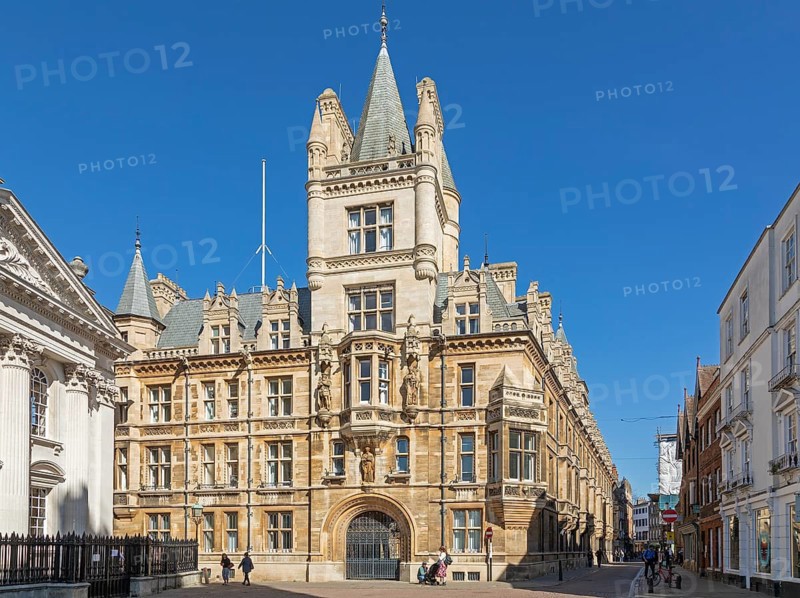 Tower of the Waterhouse Building, Gonville and Caius College, King's Parade, Cambridge, England, Great Britain