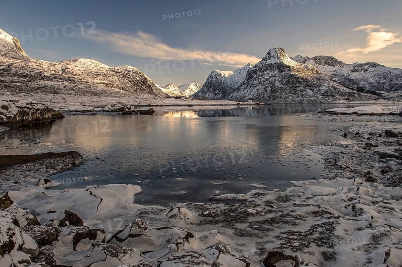 Bø near Flakstad, Flakstadpollen, Flakstadøya, Lofoten archipelago, Norway