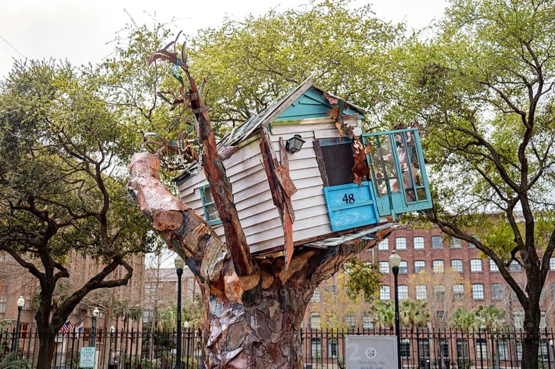 New Orleans, Louisiana - A Hurricane Katrina Memorial, by artist Sally Heller, across the street from the New Orleans convention center. The 2005 storm killed nearly 1400 people and flooded 80% of the city