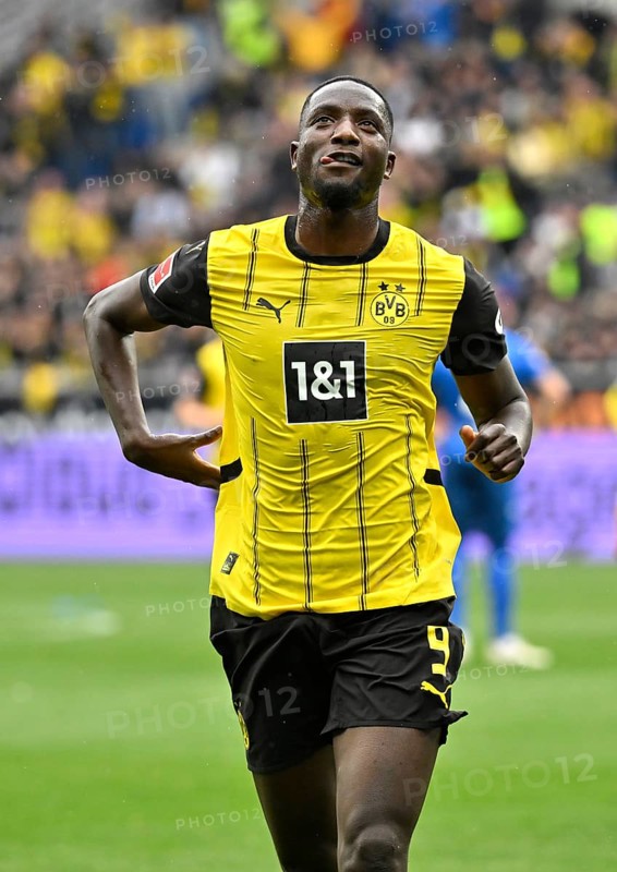 Goal celebration Serhou Guirassy Borussia Dortmund BVB (09) PreZero Arena, Sinsheim, Baden-Württemberg, Germany