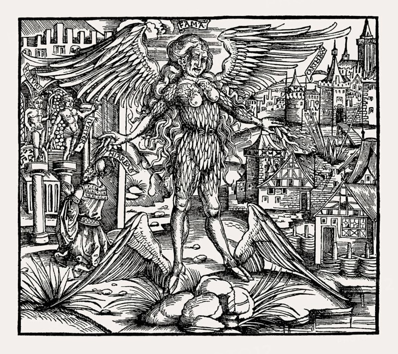 Fama, Sebastian Brant's Virgil Aeneid, printed by Hans Grüninger, Strasbourg, 1502, facsimile 19th century