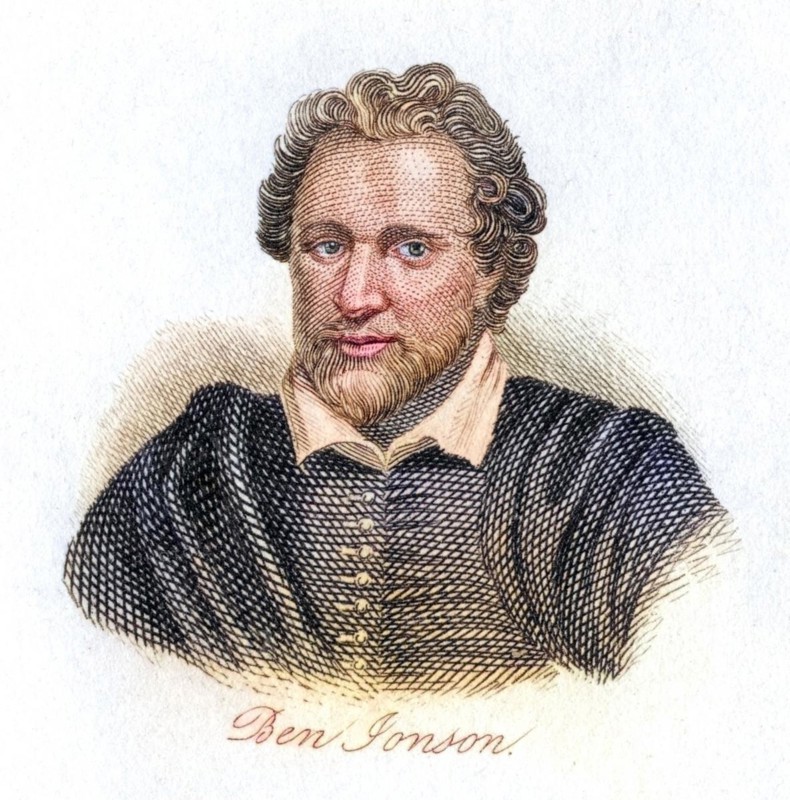 Ben Jonson, 1572-1637, English Jacobean playwright, lyricist and literary critic, Historical, digitally restored reproduction from a 19th century original, Record date not stated