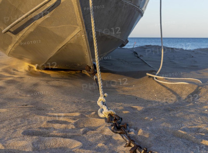 Small fishing boats on the beach, Baabe, Rügen, Mecklenburg-Vorpommern, Germany