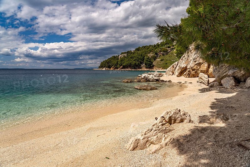 The Velika Plaza beach in Omis, Croatia