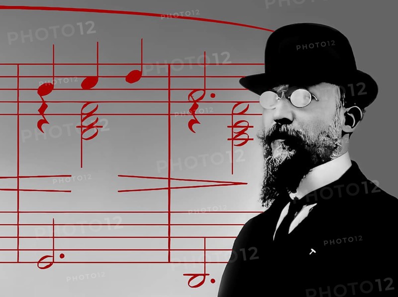 Erik Satie, 1866 – 1925, a French composer and pianist, notesheet for Gymnopédie No. 1, digitally edited, 1909
