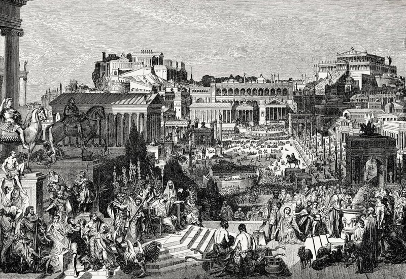 Persecution of Christians, in the Roman Empire, Reconstruction of the Roman Forum in ancient Rome