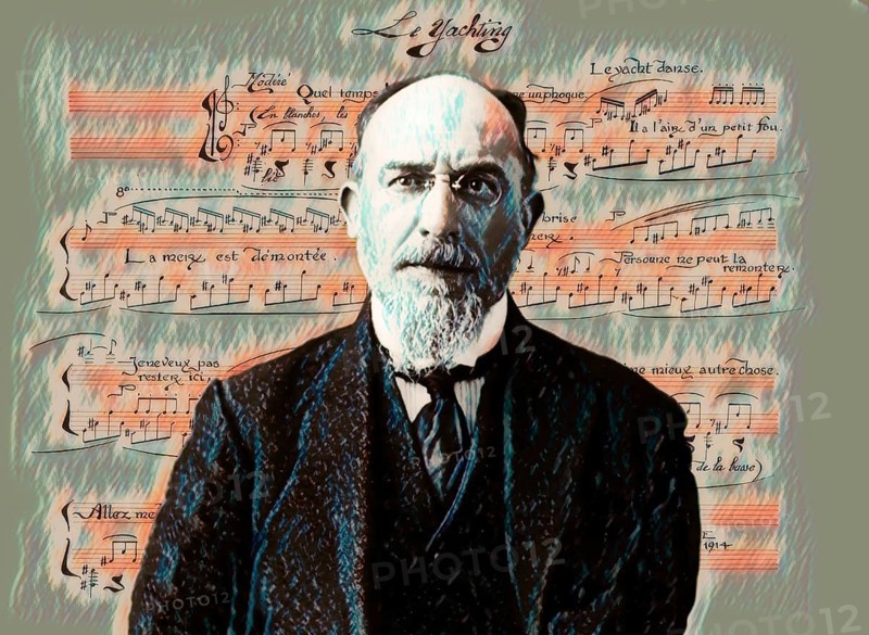 Erik Satie, 1866 – 1925, a French composer and pianist, sheet music from Sports & divertisements, Sports and Pastimes, Yachting, humoristic piano suite, 1914, an art and music project by Charles Martin and Erik Satie