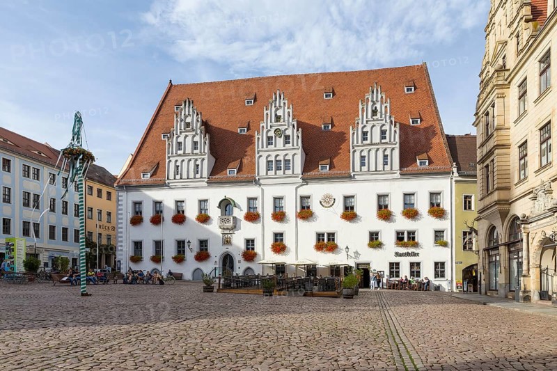 Late Gothic town hall on the market square, Meissen, Saxony, Germany