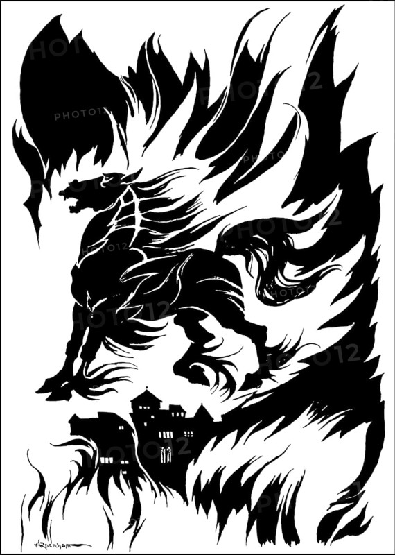 Metzengerstein by Edgar Allan Poe, illustration from Poe's Tales of Mystery & Imagination by Arthur Rackham, digitally edited