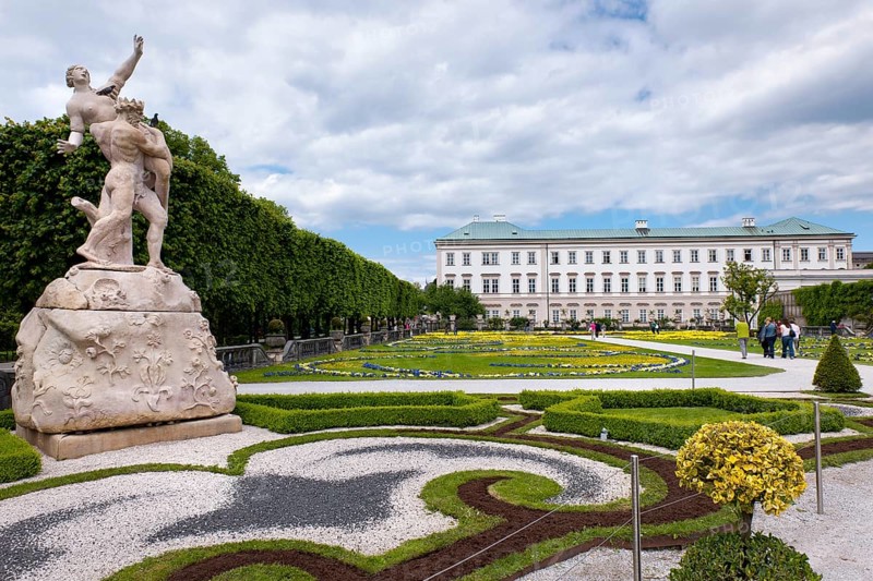 The Mirabelle plum garden with castle in Salzburg, city trip, travel, holiday, tourism, building, historical, baroque, Austria