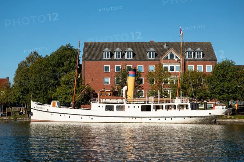 Historic steamship, Prinz Heinrich, from 1909, sight, Leer, East Frisia, Lower Saxony, Germany