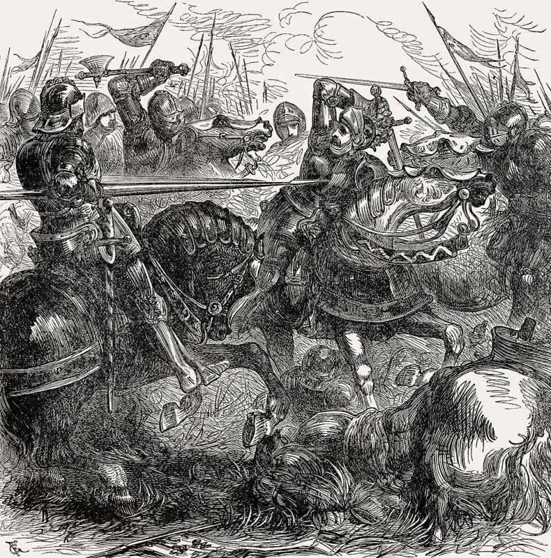 Death of King Richard III at the Battle of Bosworth Field on 22nd August 1485 in the Wars of the Roses, From British Battles on Land and Sea, by James Grant