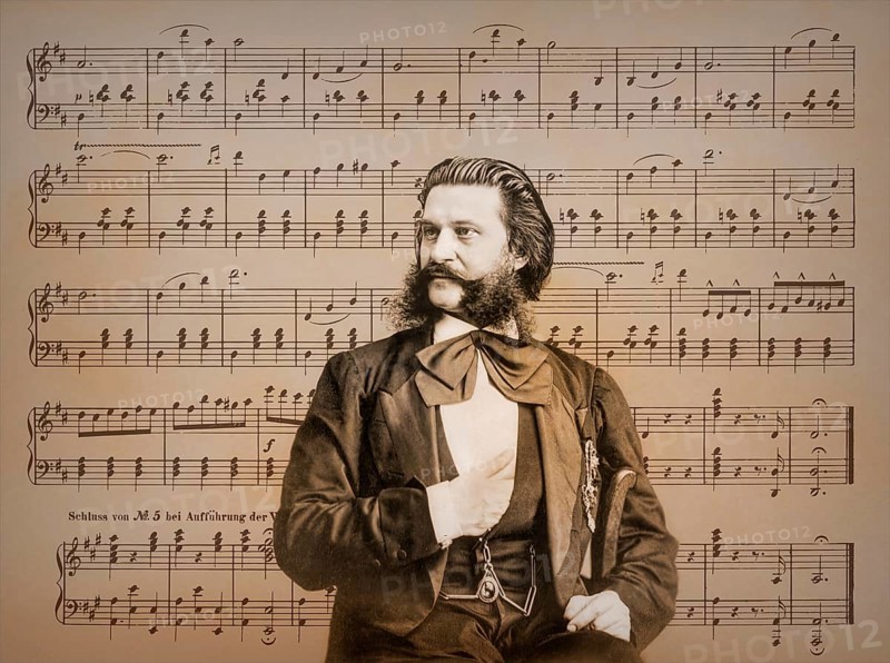 Johann Baptist Strauss II, 1825 – 1899, Austrian composer and violinist, 1879, digitally edited, notesheet from „The Blue Danube“