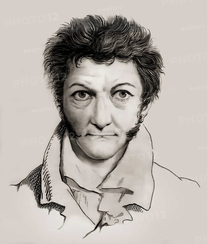 Ernst Theodor Amadeus Hoffmann, or E. T. A. Hoffmann, 1776 - 1822, German Romantic author of fantasy and horror, jurist, composer, music critic, and caricaturist, digitally edited