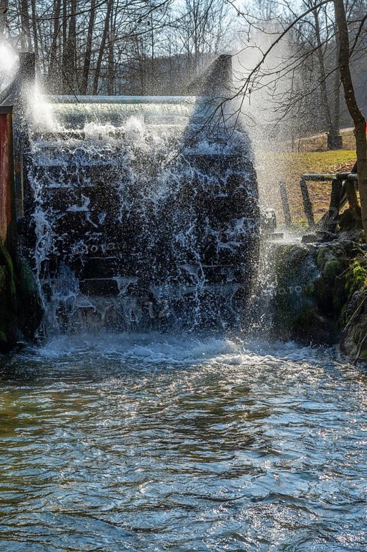 Old waterwheel on the Trubach, Egloffstein, Upper Franconia, Bavaria, Germany