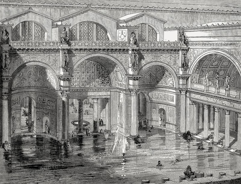 The Baths of Caracalla in ancient Rome, Italy, Reconstruction