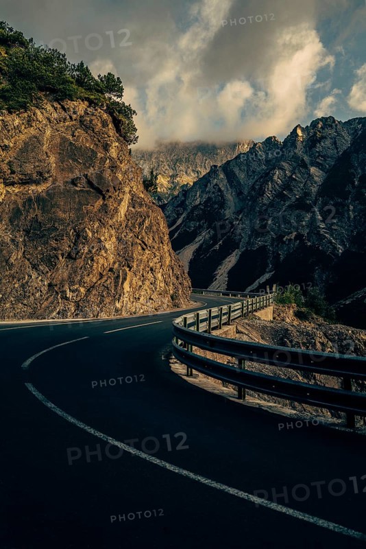 Hahntennjoch pass road in Tyrol in Lechtal, Austria
