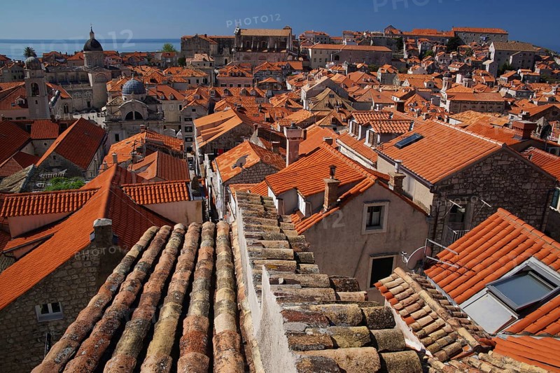 Europe, Croatia, View over the rooftops of Dubrovnik, Dubrovnik, Croatia