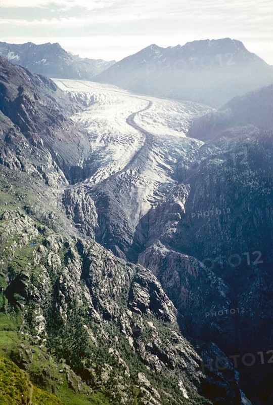 Aletsch Glacier, Great Aletsch Glacier, Bernese Alps, Switzerland, Europe around 1960
