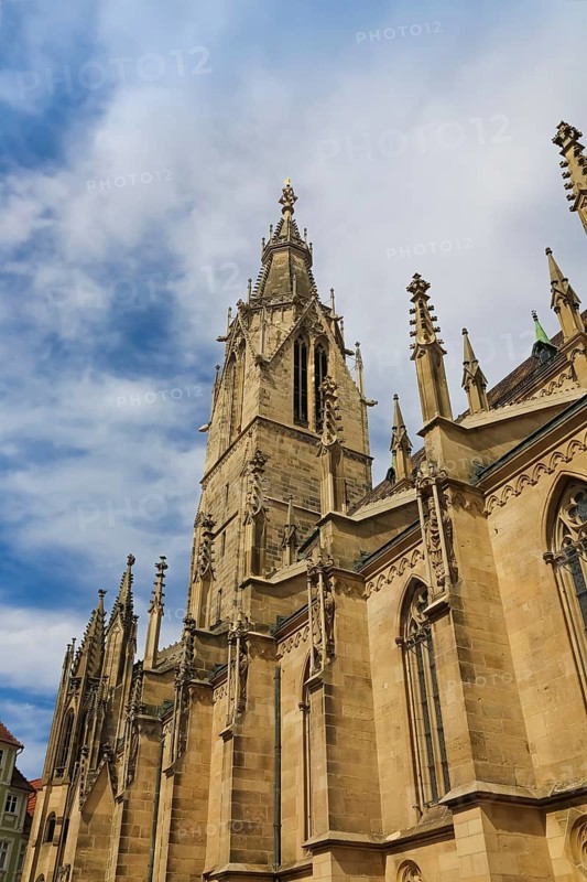 St Mary's Church Reutlingen, sacred building built from 1247 to 1343, cultural monument, Gothic church, Reformation church, Protestant church, place of worship, Christian architecture, main tower, church tower, restored in neo-Gothic style, Reutlingen, Baden-Württemberg, Germany