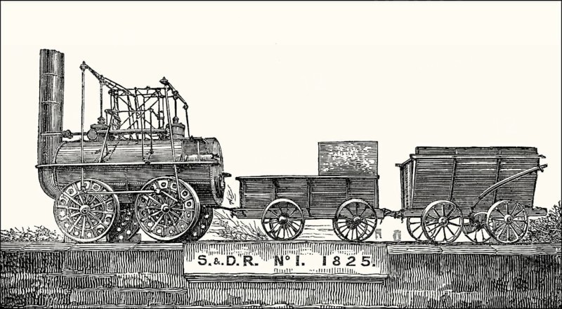 Locomotion No. 1, an early steam locomotive built in 1825 by Robert Stephenson and Company