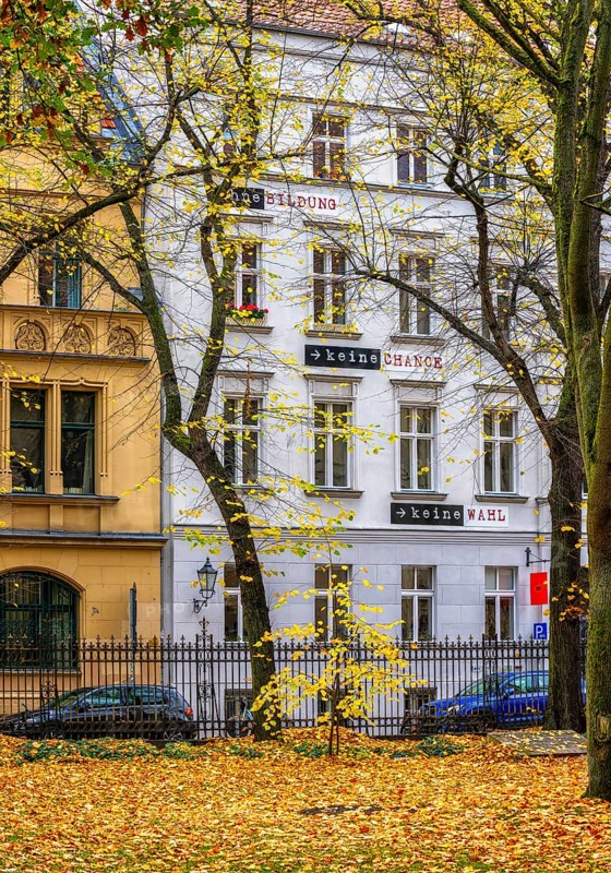 Autumn in the city, residential buildings on the grounds of the Sophienkirche in Berlin-Mitte, Germany