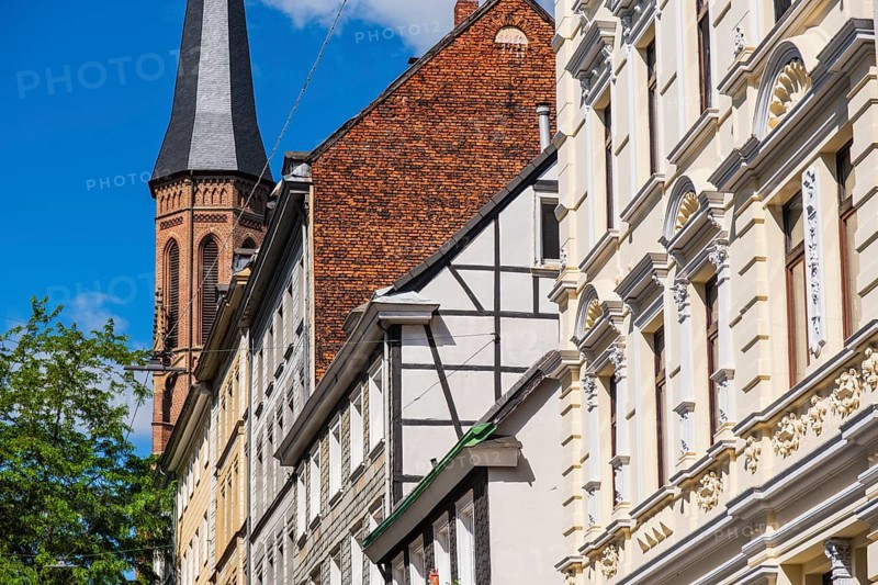 Street with old buildings from the Wilhelminian era in Wuppertal, Germany