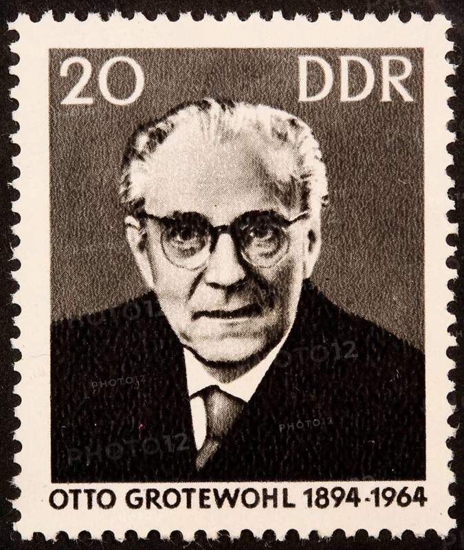 Otto Grotewohl, 1894-1964, a German politician and the first prime minister of the German Democratic Republic. Portrait on an East German stamp