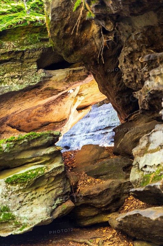 Sandstone of different colours on the Zschirnstein, Reinhardtsdorf-Schöna, Saxon Switzerland, Saxony, Germany