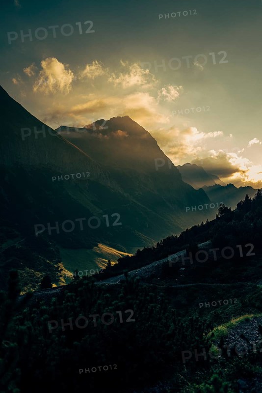 Hahntennjoch pass road in Tyrol in Lechtal, Austria