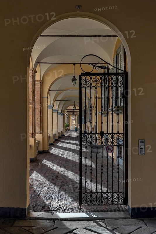 Entrance gate to the Villa del Principe, Palazzo di Andrea Doria, Piazza dei Principe, Genoa. Italy