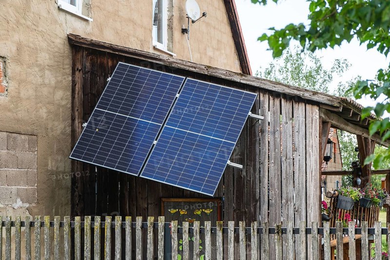 Solar panels on a terrace in Uffenheim, Germany