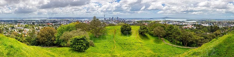 Mount Eden, crater, panorama, Auckland, New Zealand
