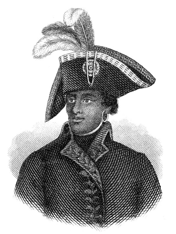 Portrait of François-Dominique Toussaint L'Ouverture or Louverture 1743 - 1803, a Haitian national hero of African descent and a leader of the Latin American independence movement and the Haitian Revolution, Portrait von François-Dominique Toussaint L'Ouverture oder Louverture, um 1743 - 1803, ein haitianischer Nationalheld afrikanischer Herkunft und ein Anführer der lateinamerikanischen Unabhängigkeitsbewegung sowie der Haitianischen Revolution