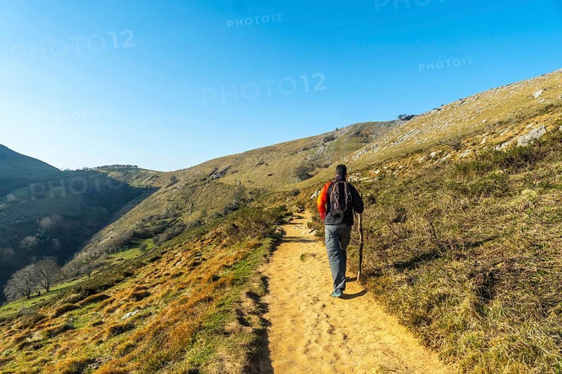 Trekking up Mount Ernio or Hernio in Gipuzkoa, Basque Country