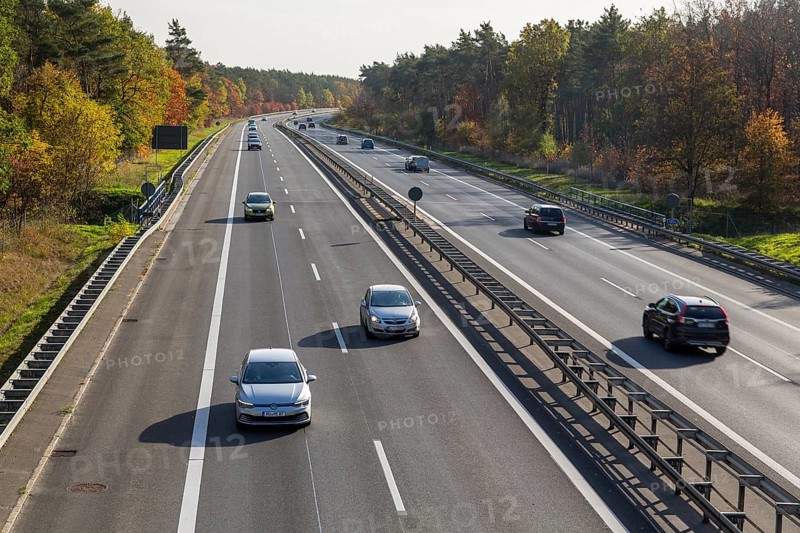 Traffic on the A13 Berlin Dresden motorway, near Radeburg, Saxony, Germany