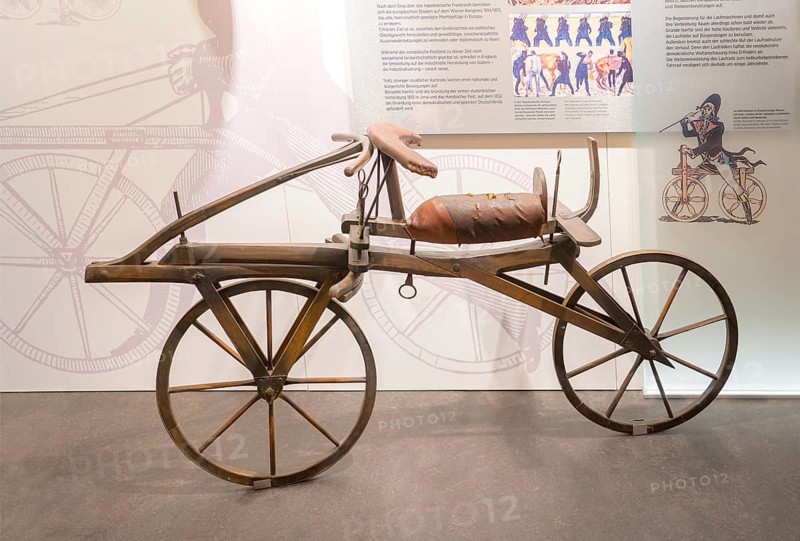 Wooden draisine (around 1820), PS.SPEICHER Museum, Einbeck, Lower Saxony, Germany