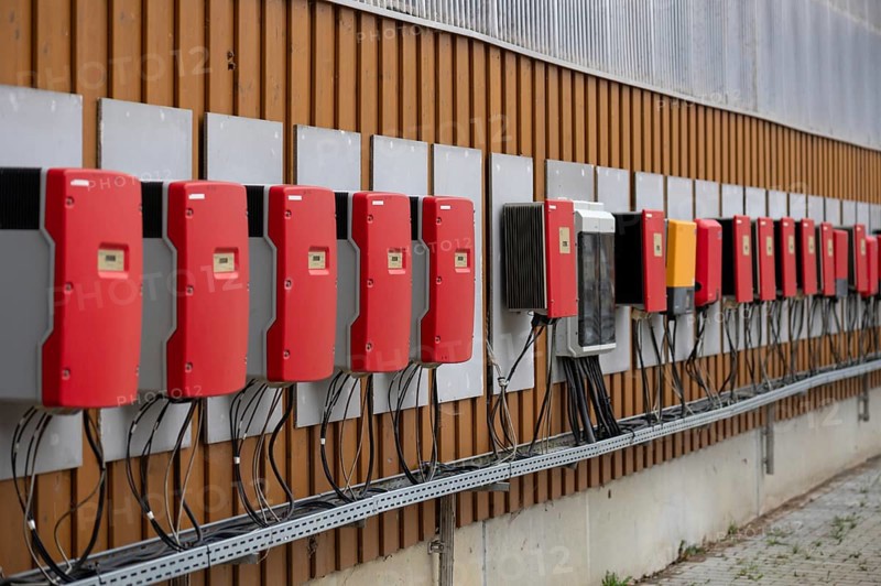 Inverter of a photovoltaic system on a horse stable, Bavaria, Germany