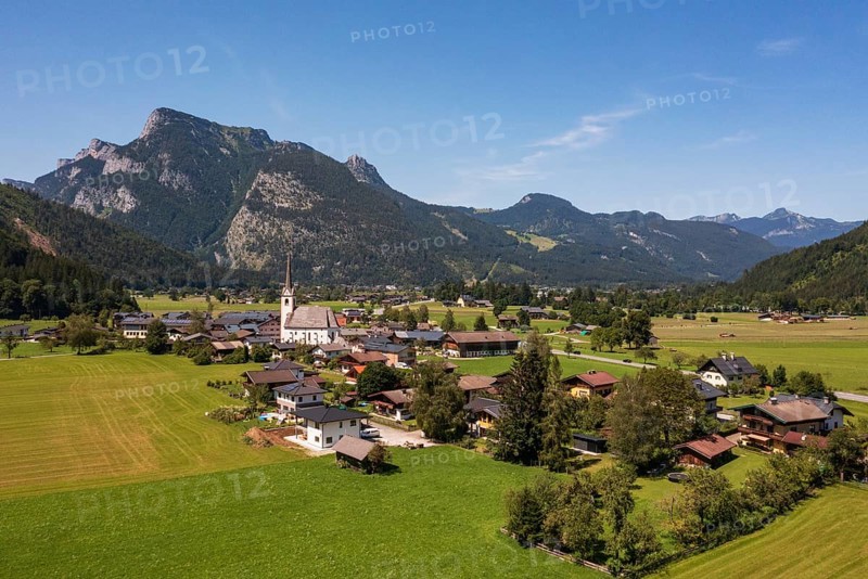 Drone image, Sankt Martin bei Lofer, Saalachtal, Pinzgau, Salzburg province, Austria