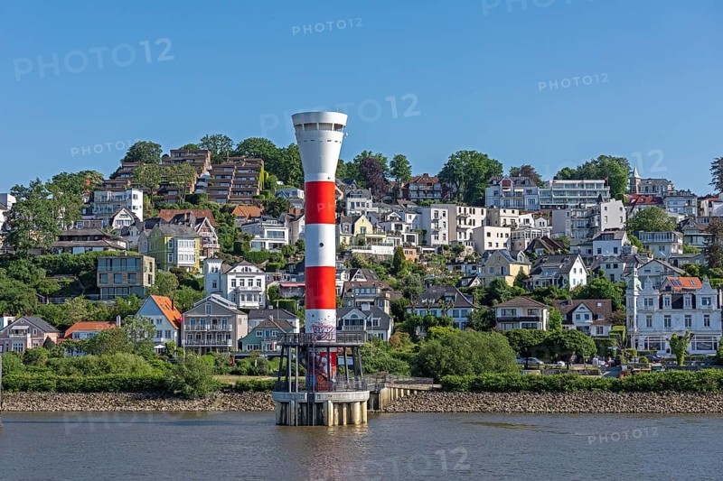 Lighthouse, houses, hill, Blankenese, Hamburg, Germany