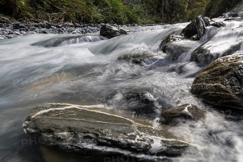 The waters of the Tamina splash through the narrow Tamina Gorge between Bad Pfäfers and Bad Ragaz, St. Gallen, Switzerland