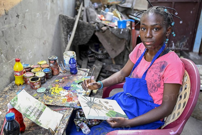 Young artist in a gallery, Brazzaville, Republic of Congo
