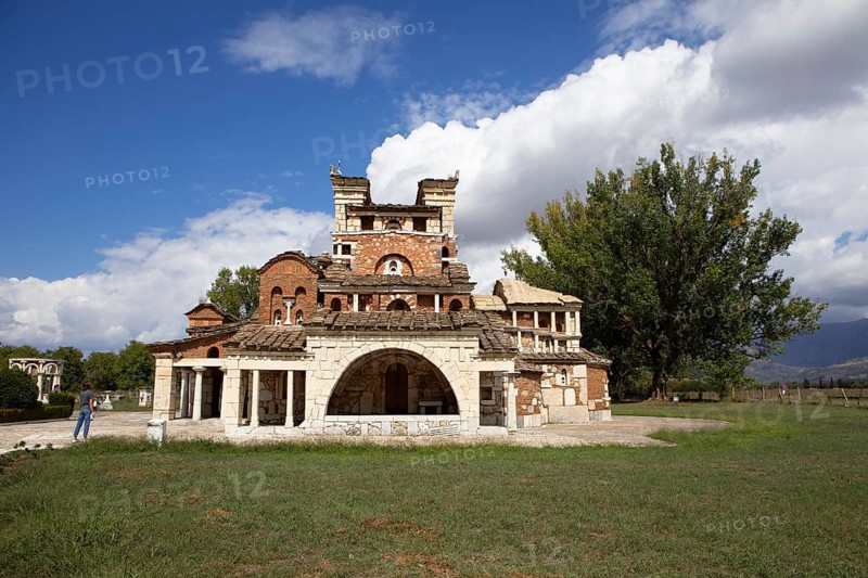 Church of Saint Fotini combines ancient Greek elements with Orthodox architecture, Mantineia, Highlands of Arcadia, Peloponnese, Greece