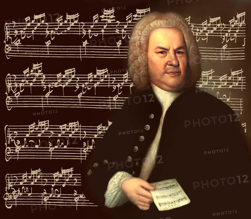 Johann Sebastian Bach, 1685, 1750, German composer, digital edited according to a painting by Elias Gottlob Haussmann, Bach's autograph of Das Wohltemperierte Klavier, The Well-Tempered Clavier, BWV 846-893
