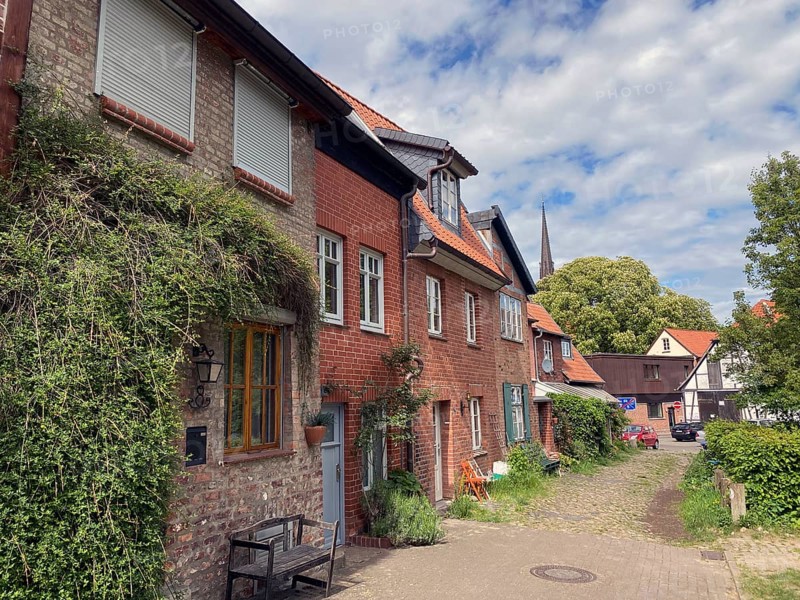 Residential street Lüneburg, Lower Saxony, Hanseatic city, metropolitan region, city, brick, cityscape, Wallstrasse, architecture, old, morbid, restored, cosy, city green, cobblestone pavement, nested, Germany