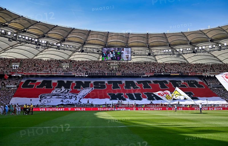 Choreo, Choreography, Fan action, Banner Cannstatter Kurve, MHPArena, MHP Arena Stuttgart, Baden-Württemberg, Germany