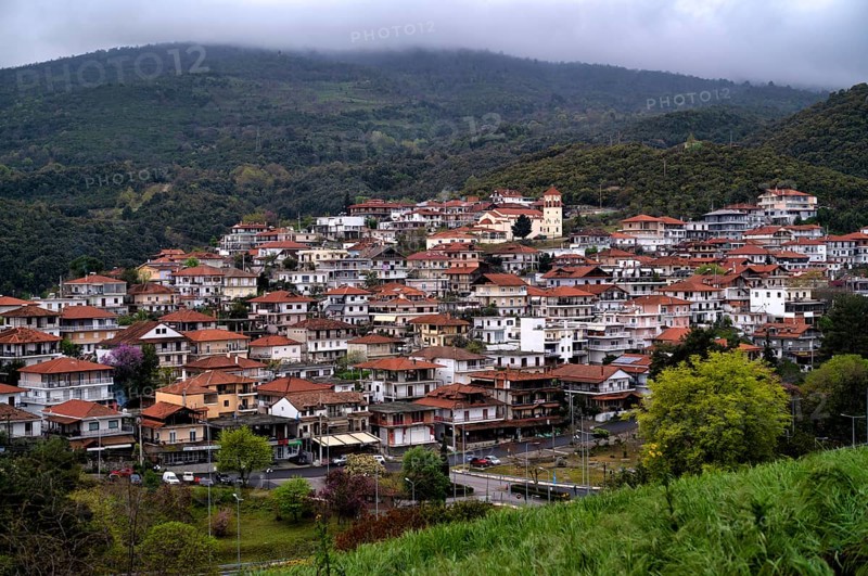 View from Platamon Castle to the town of Platamonas, Macedonia, Greece