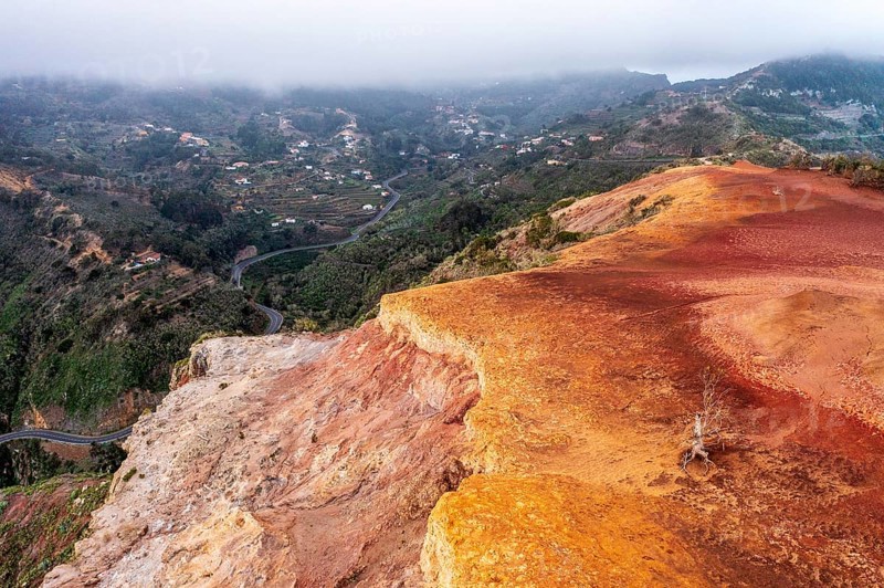 Red earth, erosion, view of Las Rosas, La Gomera, Canary Islands, Spain